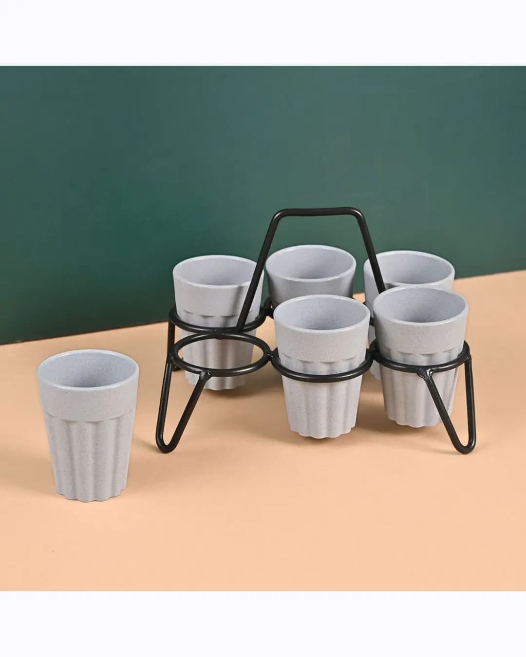 EHA Cutting Chai Cups With Stand – Set of 6