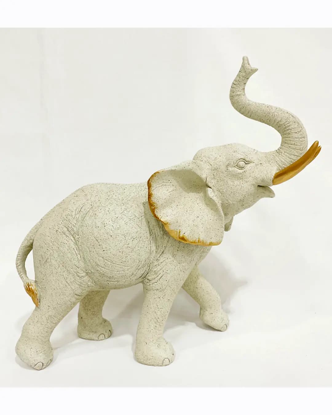 Elephant Showpiece - White & Gold