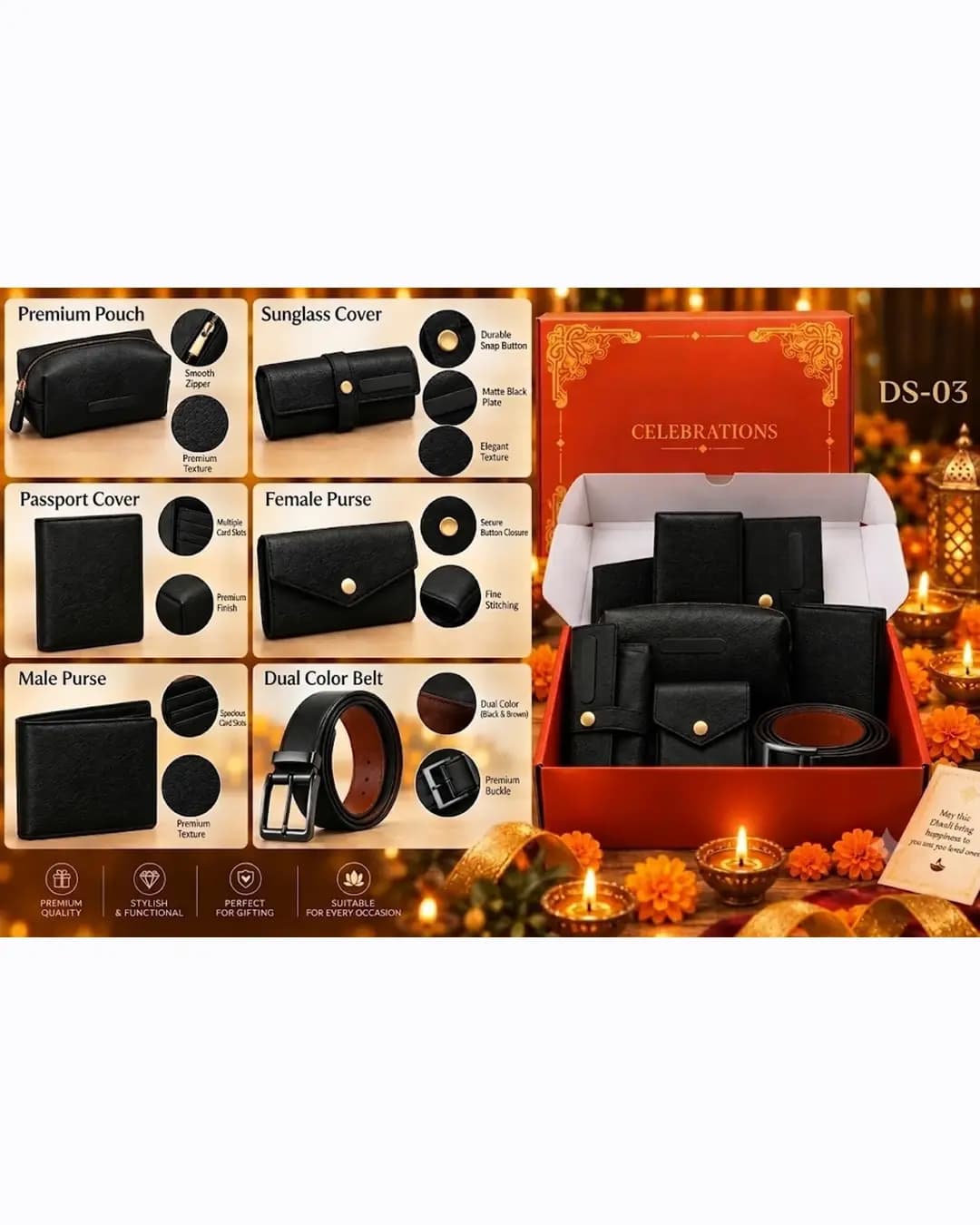 Celebrations 6-in-1 Leather Accessories Gift Box - Black