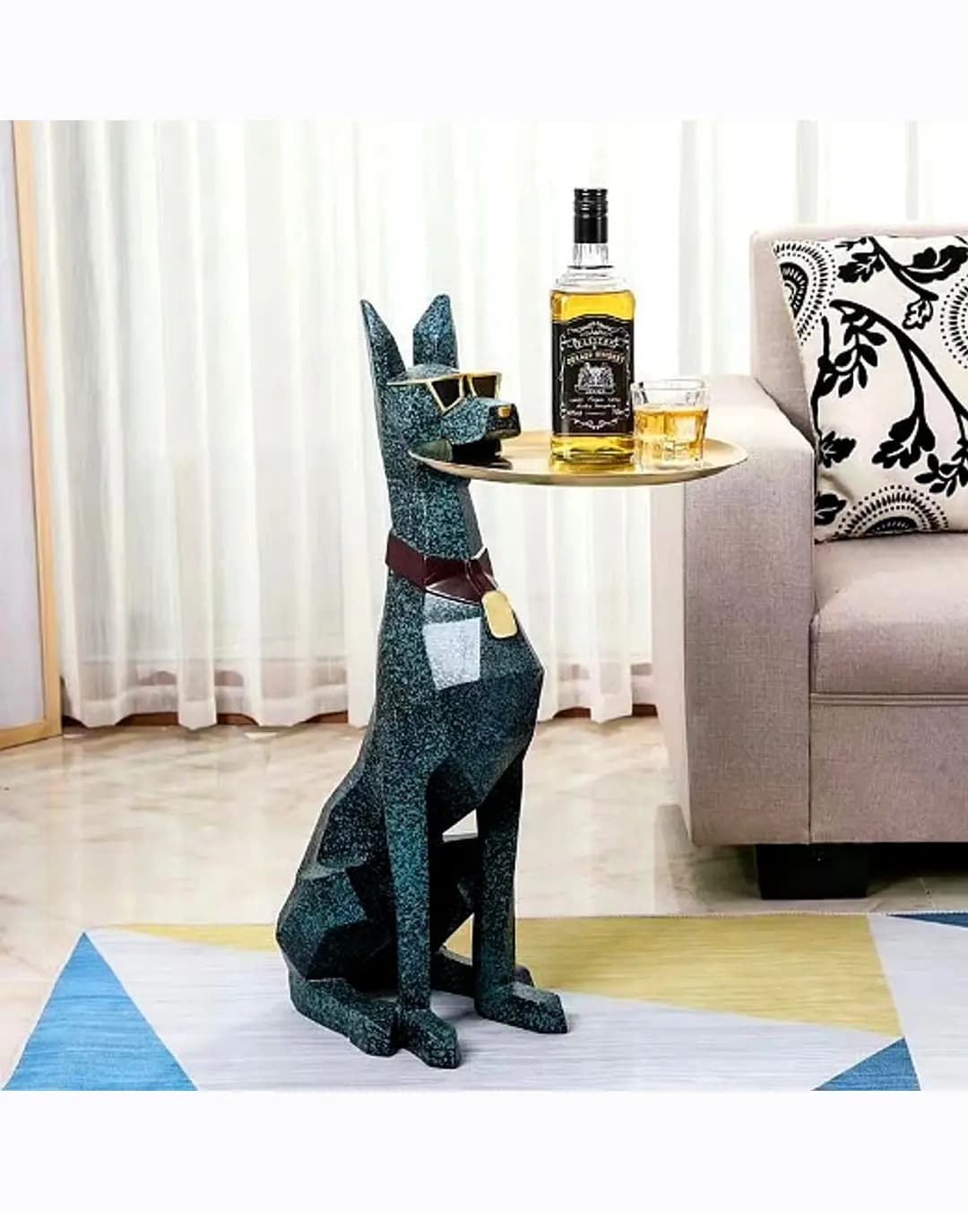 Doberman Butler Tray Statue