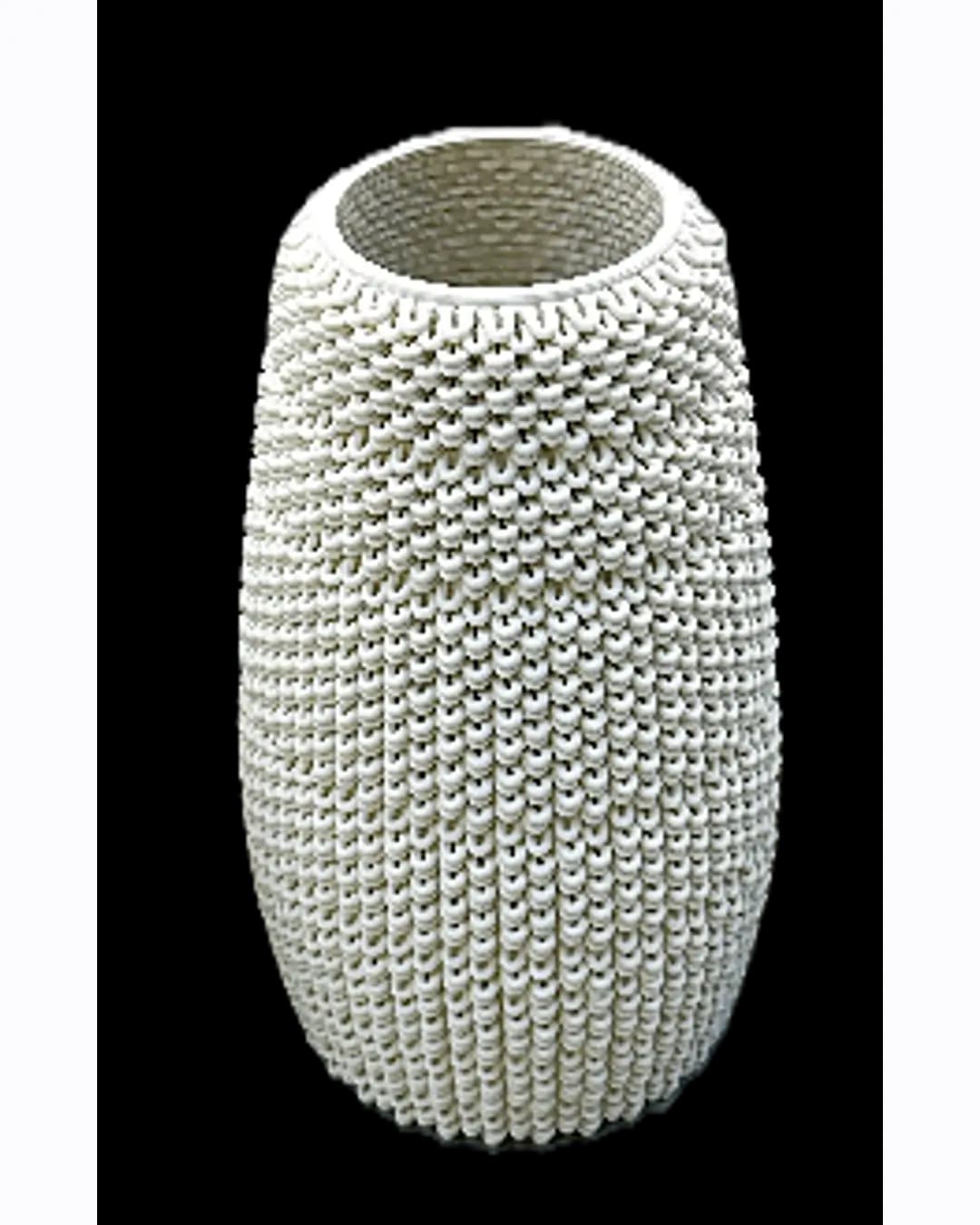 Beaded Texture Vase - White