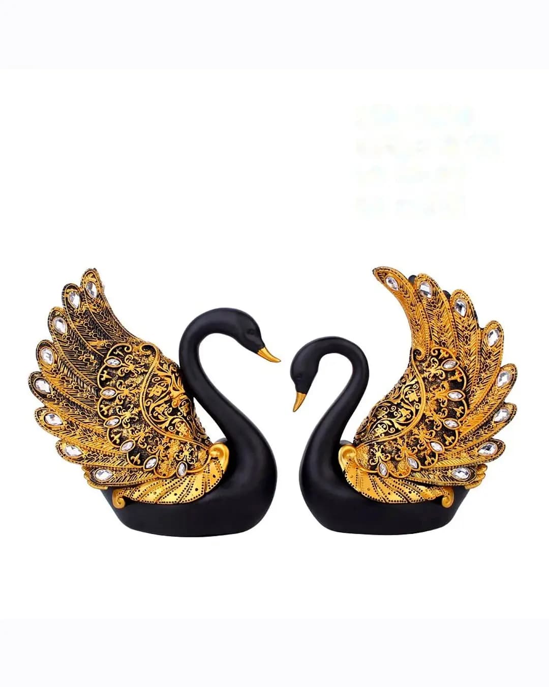 Swan Pair Showpiece - Gold Wing