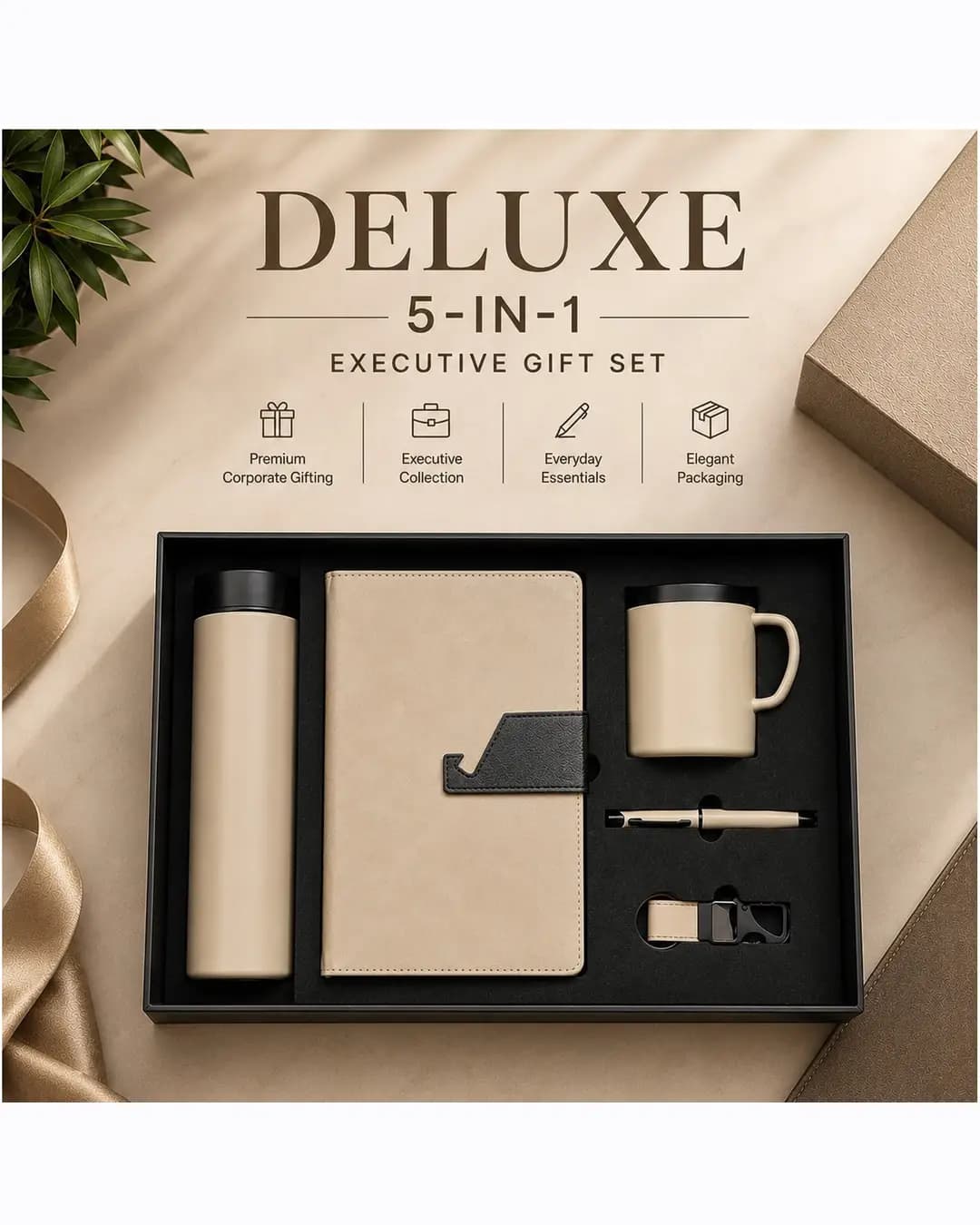 Deluxe 5-in-1 Executive Gift Set - Beige