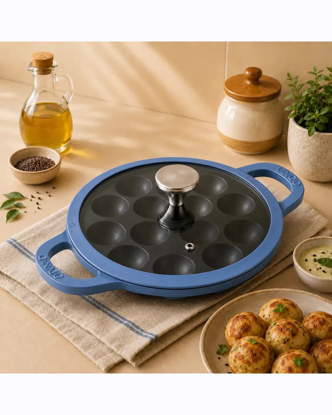 Vinod Cast Iron Freya Appam Pan - 22 cm