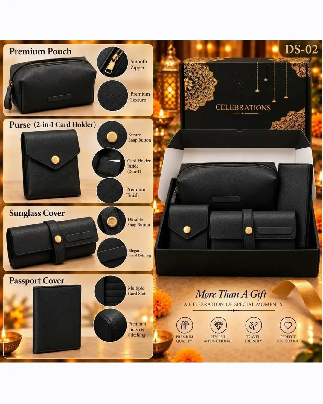 Celebrations 4-in-1 Leather Accessories Gift Box - Black
