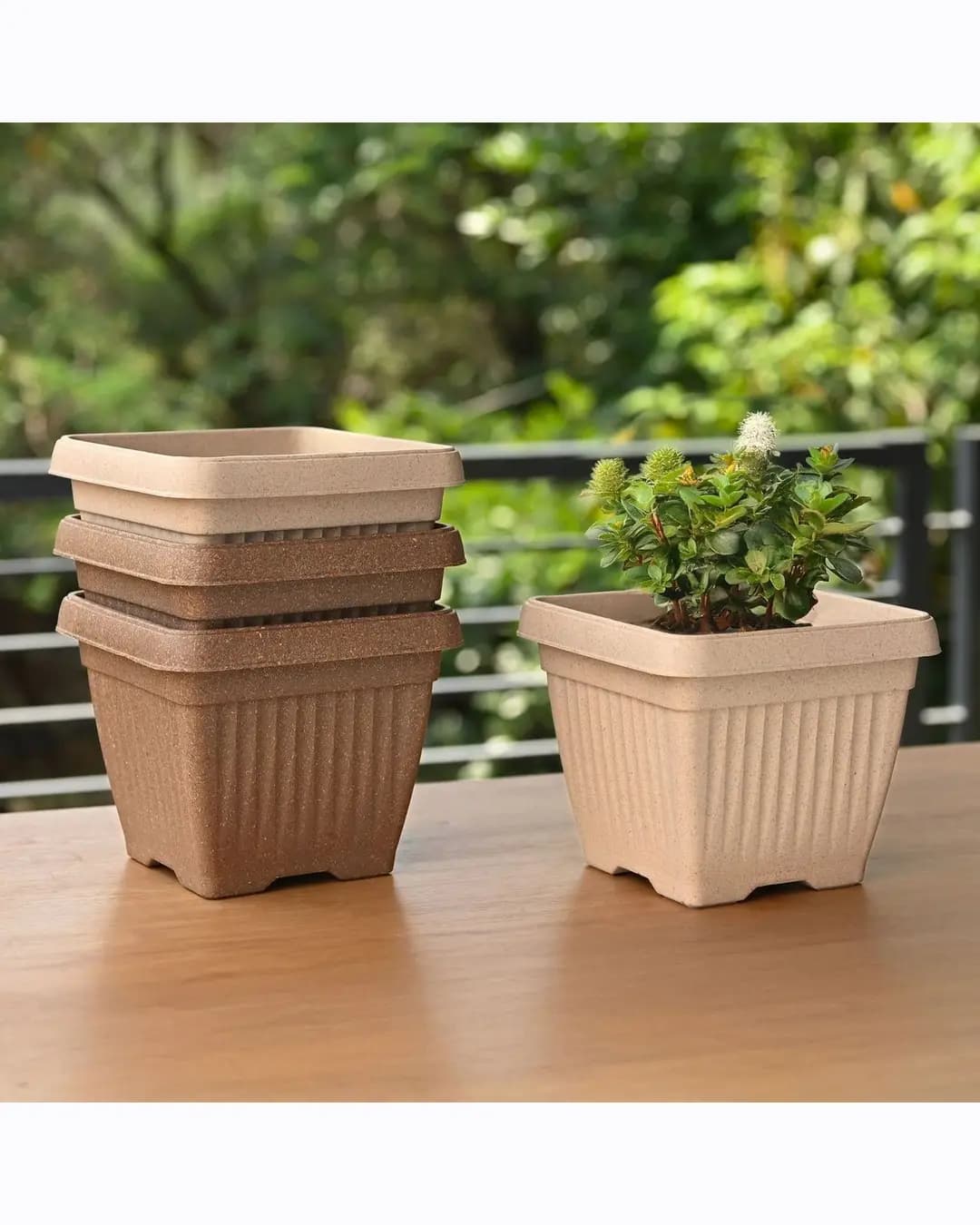 EHA Bella Square 8 Inch Planter set of 4