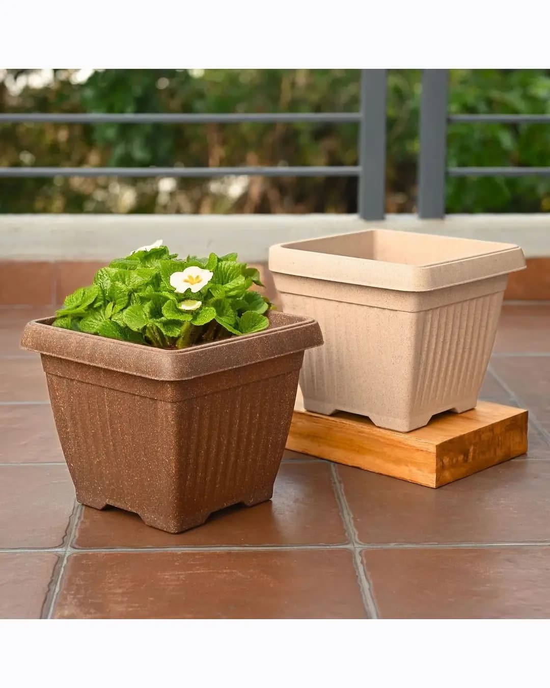 EHA Bella Square 10 Inch Planter set of 2