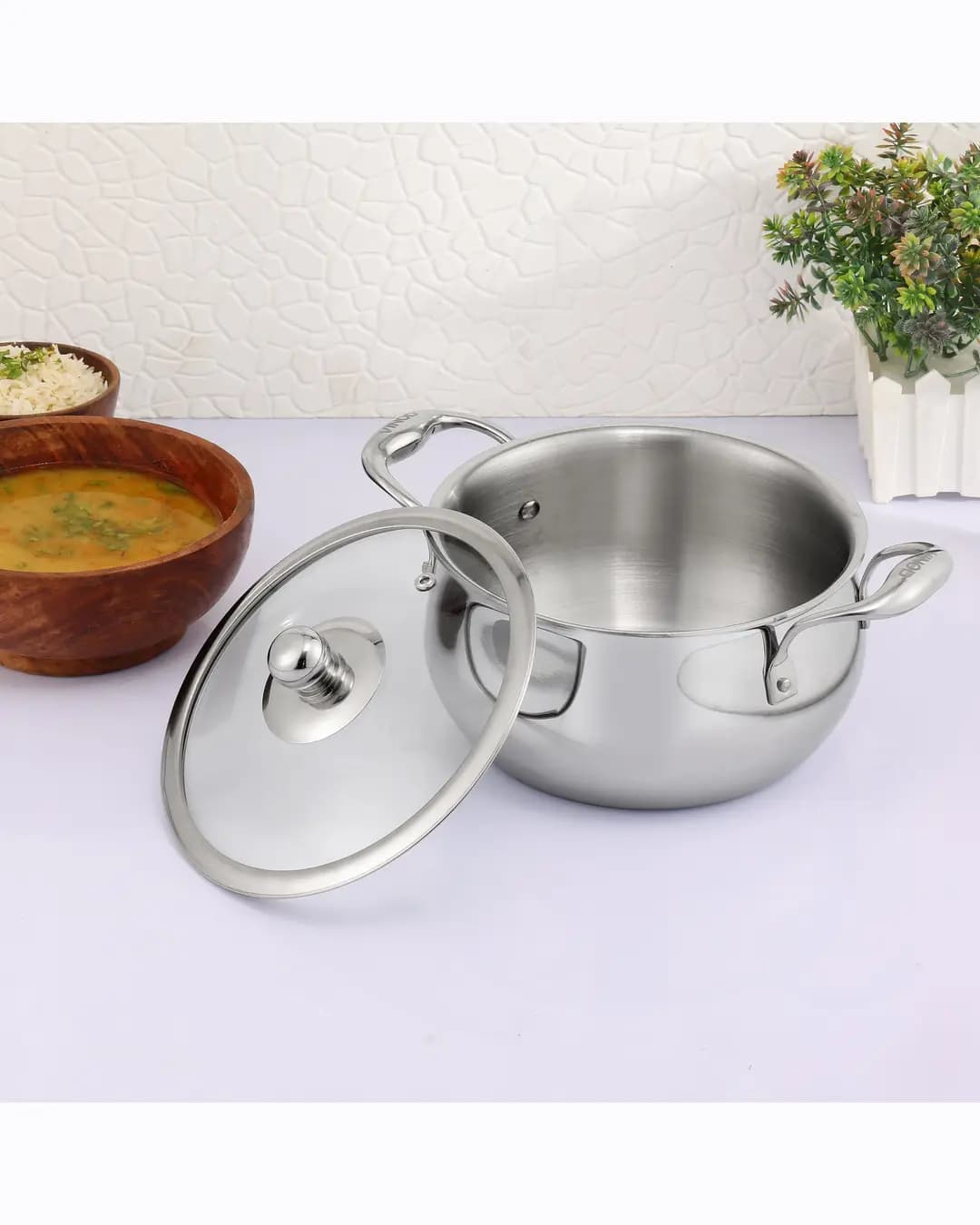 Vinod Platinum Triply Medium Belly Saucepot ( Induction Friendly )