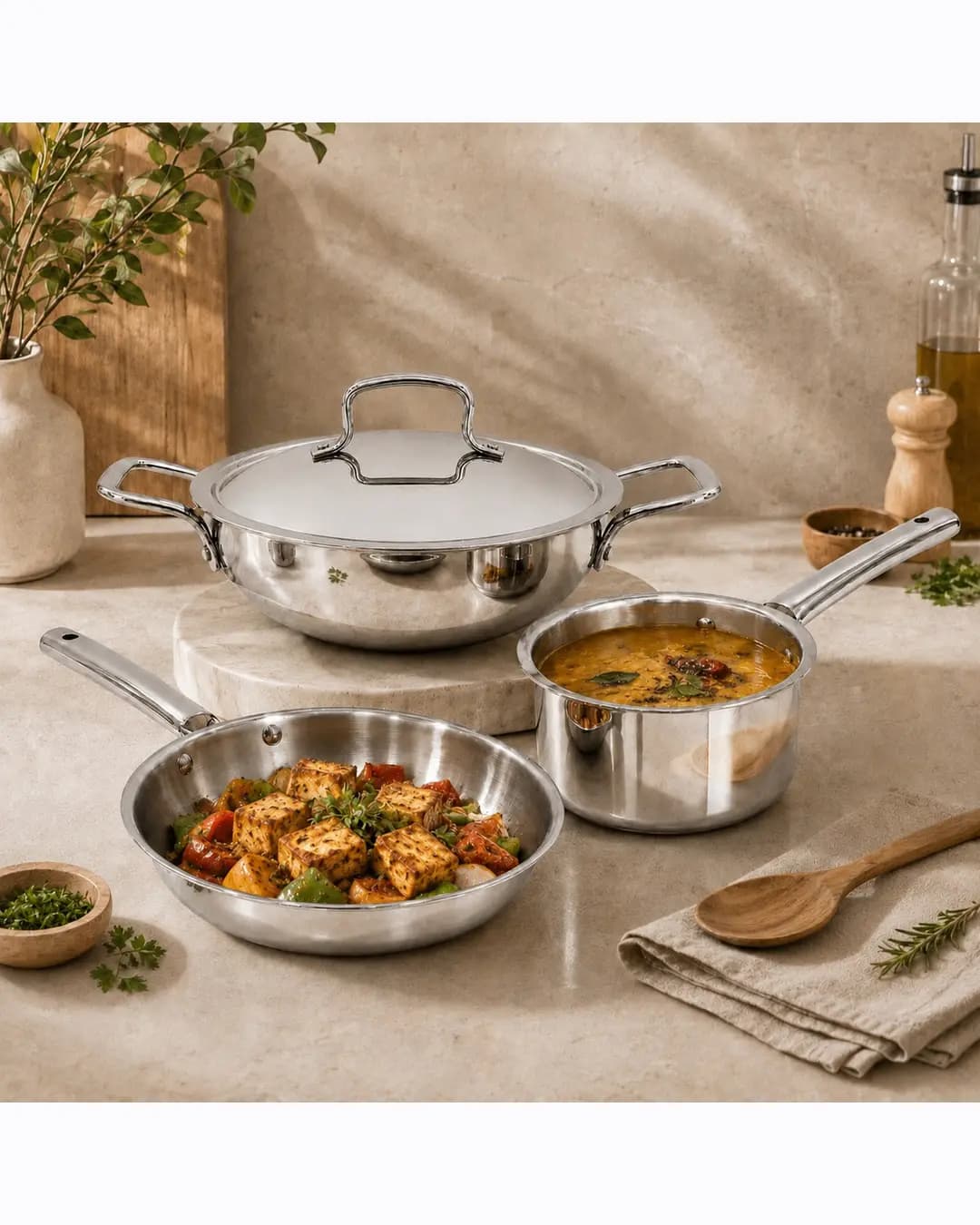 Vinod Triply (SAS Metal) Grandior Gift Sets - (Induction Friendly)