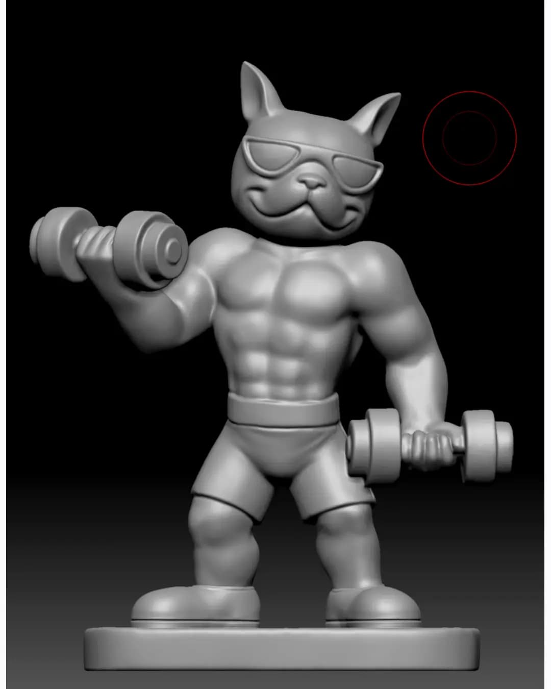 Dumbbell Cat / Lion Figurine