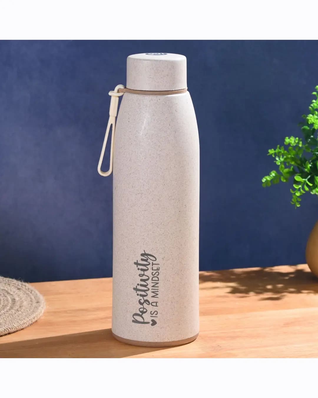 EHA Everyday Bottles Made with Rice Husk – 600 ml, Set of 1 Printed Bottle, Keychain, and Card