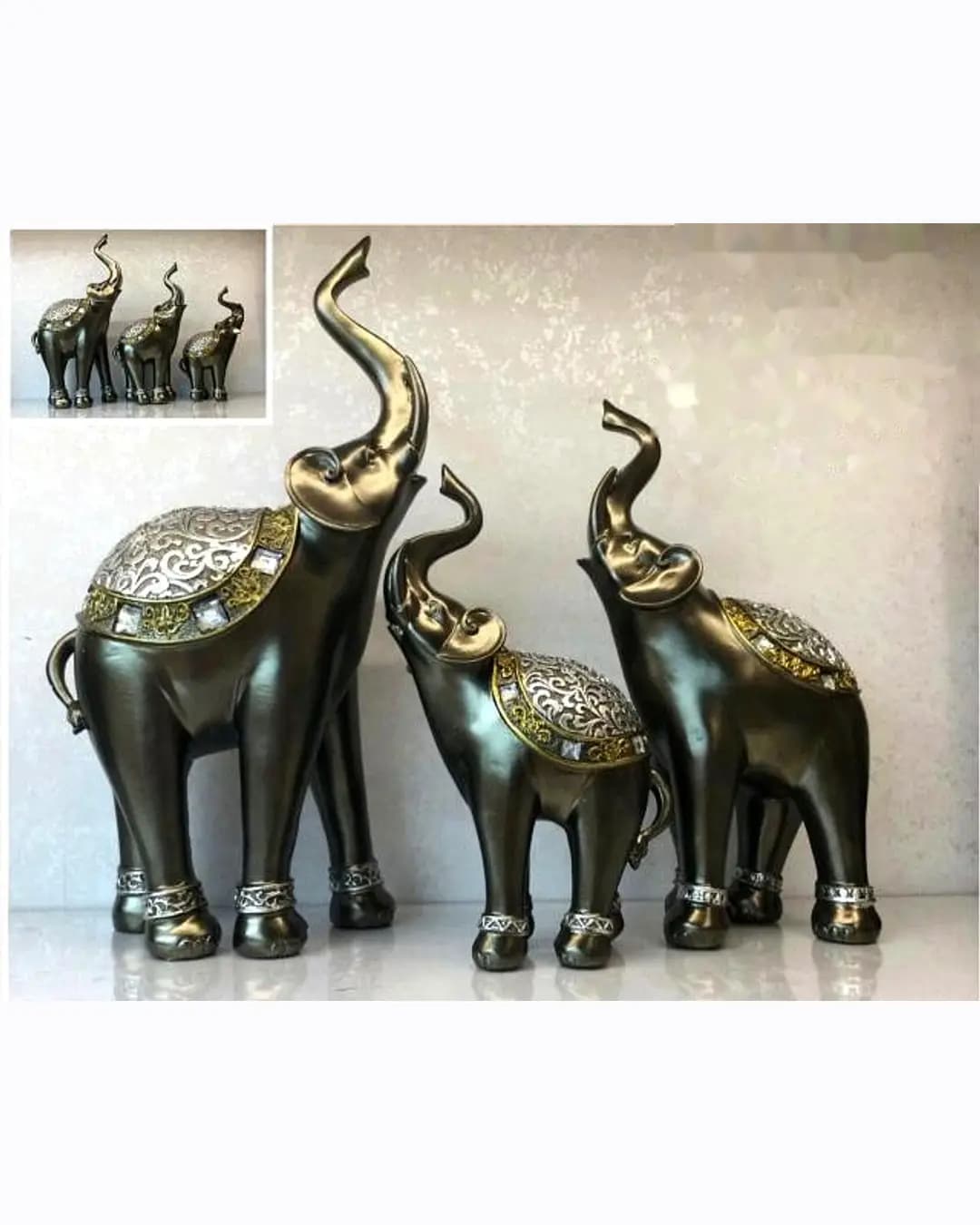 Elephant Family Showpiece - Set of 3
