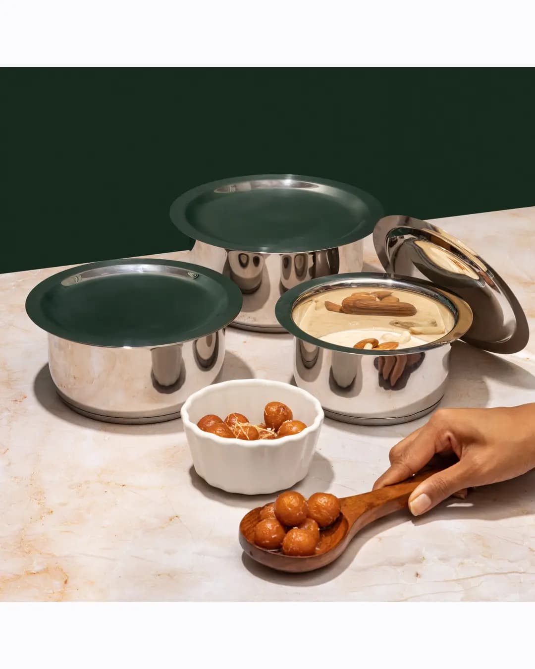 Vinod Stainless Steel 3 pc Tope Set with Lid (Induction Friendly)