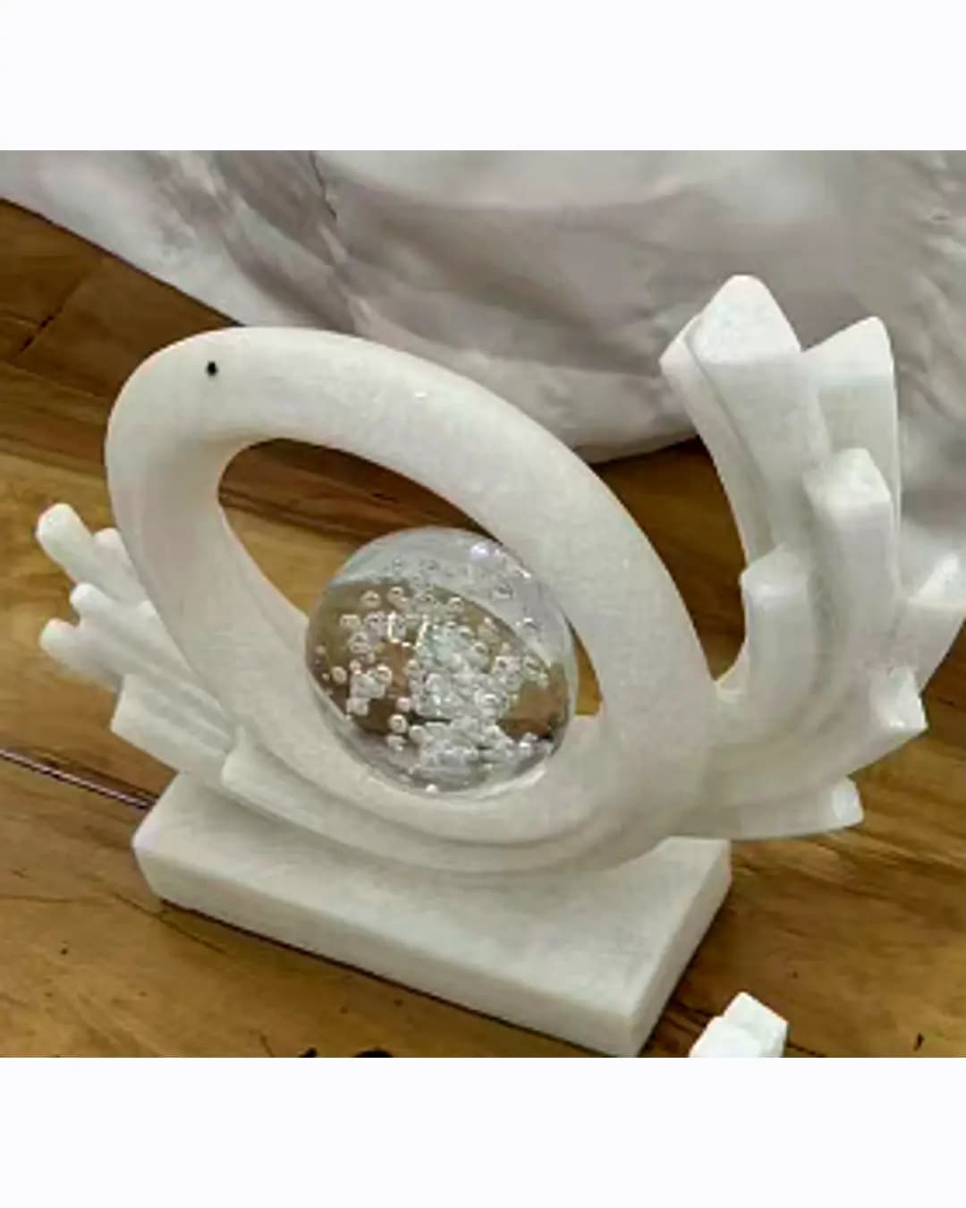 Abstract Ring Sculpture with Crystal Ball