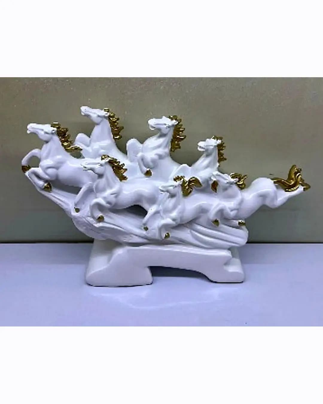 Seven Running Horses Showpiece - White